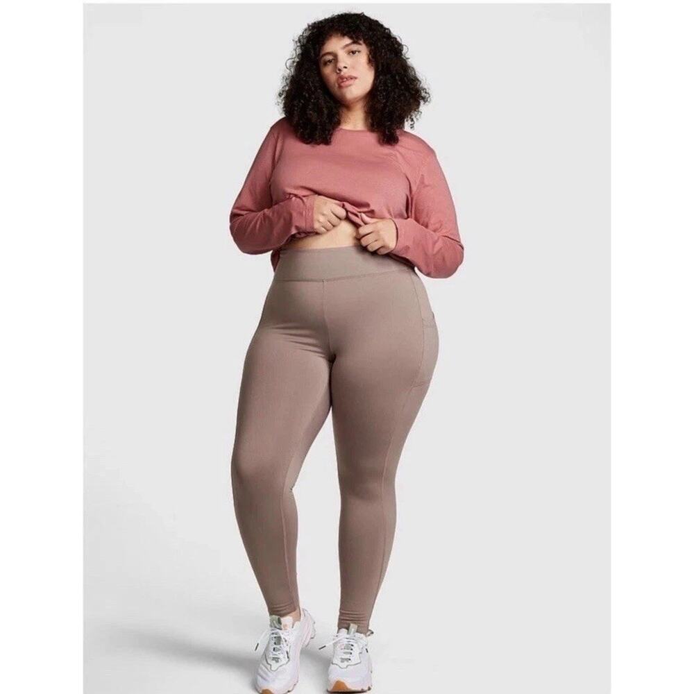 VICTORIA’S SECRET PINK LEGGINGS XXL LONG TAUPE BROWN NWT